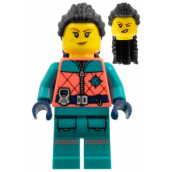 Arctic Explorer - Female, Coral and Dark Turquoise Outfit, Long Black Hair – ОБУЧИТЕЛНИ