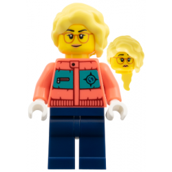 Arctic Explorer Photographer - Female, Coral Jacket, Dark Blue Legs, Bright Light Yellow Long Hair – ОБУЧИТЕЛНИ