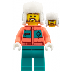 Arctic Explorer - Coral Jacket, Dark Turquoise Legs, Dark Blue Ushanka Hat – ОБУЧИТЕЛНИ