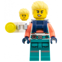 Astronaut - Female, Spacesuit with Dark Turquoise Legs, Coral Arms, Backpack with Light on Armature – ОБУЧИТЕЛНИ