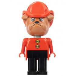 Fabuland Bulldog - Barty Bulldog (Fire Chief), Brown Head, Red Fire Helmet, Black Legs, Buttons – СТРАНАТА НА ПРИКАЗКИТЕ