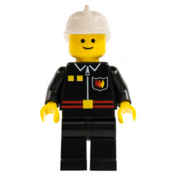 Fire - Flame Badge and 2 Buttons, Black Legs, White Fire Helmet, Black Legs, Smile – ГРАДСКИ