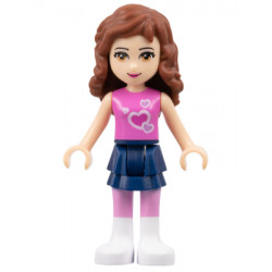 Friends Olivia (Light Nougat) - Dark Blue Layered Skirt, Dark Pink Top with Hearts – ПРИЯТЕЛИ