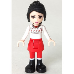 Friends Lily - Red Skirt and Leggings, White Fair Isle Sweater with Moose – ПРИЯТЕЛИ