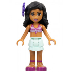 Friends Kate - Light Aqua Layered Skirt, Magenta Bikini Top, Dark Purple Flower – ПРИЯТЕЛИ