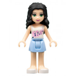 Friends Emma - Bright Light Blue Skirt, White Top with Pink Flowers – ПРИЯТЕЛИ