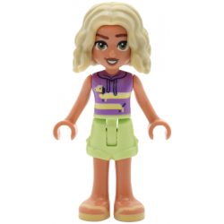 Friends Nova - Medium Lavender Sleeveless Hoodie with Dachshund, Yellowish Green Shorts, Bright Light Yellow Sandals – ПРИЯТЕЛИ
