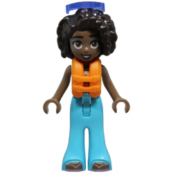 Friends Aliya - White Crochet Top, Medium Azure Trousers Bell-Bottoms, Metallic Pink Flip Flops, Orange Life Jacket, Trans-Purple Sunglasses – ПРИЯТЕЛИ