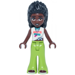 Friends Elsa D - White Knotted Sleeveless Shirt, Lime Trousers Bell-Bottoms, Dark Red Shoes – ПРИЯТЕЛИ