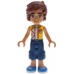 Friends Leo - Bright Light Orange Sleeveless Shirt, Dark Blue Cropped Trousers, Blue Shoes – ПРИЯТЕЛИ