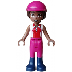 Friends Aliya - Bright Pink, Red and White Sleeveless Shirt, Magenta Trousers, Dark Blue Boots, Magenta Horse Riding Helmet – ПРИЯТЕЛИ