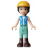 Friends Liann - Dark Azure and Bright Light Blue Vest over White Top, Sand Green Trousers, Dark Brown Boots, Bright Light Orange Horse Riding Helmet – ПРИЯТЕЛИ