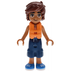 Friends Leo - Bright Light Orange Sleeveless Shirt, Dark Blue Cropped Trousers, Blue Shoes, Orange Life Jacket – ПРИЯТЕЛИ