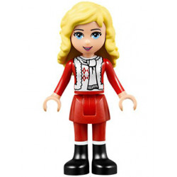 Friends Ewa - Red Skirt and Black Boots, Red and White Holiday Top with Scarf – ПРИЯТЕЛИ