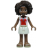 Friends Aliya - Bright Pink, Red and White Sleeveless Shirt, White Skirt, Tan Sandals – ПРИЯТЕЛИ