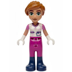 Friends Valeria - White Shirt with Hearts and Bones, Magenta Trousers, Dark Blue Boots, Dark Orange  – ПРИЯТЕЛИ