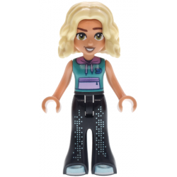 Friends Nova - Dark Turquoise Sleeveless Hoodie, Black Trousers Bell-Bottoms with Metallic Light Blu – ПРИЯТЕЛИ