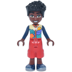 Friends Zac - Bright Light Yellow Jacket with Landscape, Red Cropped Trousers, Dark Blue Shoes – ПРИЯТЕЛИ