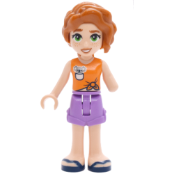 Friends Autumn - Orange Sleeveless Top, Medium Lavender Shorts Folded Hem, Dark Blue Sandals – ПРИЯТЕЛИ