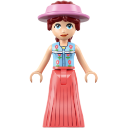 Friends Paisley - Medium Blue Vest, Coral Skirt Full Length Pleated, Bright Pink Sun Cap – ПРИЯТЕЛИ