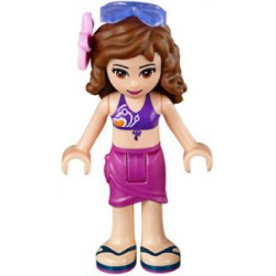 Friends Olivia (Light Nougat) - Magenta Wrap Skirt, Dark Purple Bikini Top, Flower, Sunglasses – ПРИЯТЕЛИ