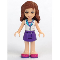 Friends Olivia (Light Nougat) - Dark Purple Skirt, White Top with Medium Azure Collar, Striped Inset – ПРИЯТЕЛИ