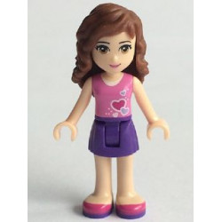 Friends Olivia (Light Nougat) - Dark Purple Skirt, Dark Pink Top with Hearts and White Undershirt – ПРИЯТЕЛИ