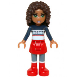 Friends Andrea - Red Skirt and Boots, Dark Blue Sweater Top – ПРИЯТЕЛИ