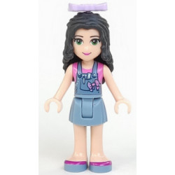 Friends Emma - Sand Blue Overalls Skirt, Dark Pink Top, Sand Blue Shoes, Lavender Bow – ПРИЯТЕЛИ