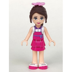 Friends Naomi (Light Nougat) - White Top with Magenta Apron, Magenta Skirt, Bright Pink Flower – ПРИЯТЕЛИ