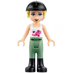 Friends Stephanie - Sand Green Riding Pants, Black Riding Helmet, Lavender Bow, White Top with Stars – ПРИЯТЕЛИ