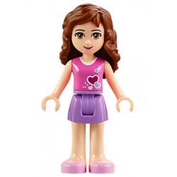 Friends Olivia (Light Nougat) - Medium Lavender Skirt, Dark Pink Top with Hearts and White Undershirt – ПРИЯТЕЛИ