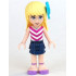 Friends Stephanie - Dark Blue Layered Skirt, Magenta and White V-Striped Top, Medium Azure Bow – ПРИЯТЕЛИ