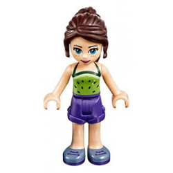 Friends Naomi (Light Nougat) - Lime Halter Top with Dark Green Dots, Dark Purple Shorts, Sand Blue Shoes – ПРИЯТЕЛИ