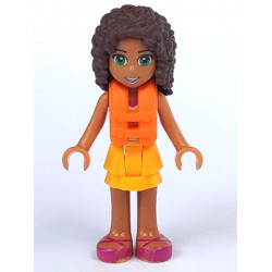 Friends Andrea - Bright Light Orange Layered Skirt, Tan Top with Bright Light Orange Chevron Stripes, Life Jacket – ПРИЯТЕЛИ