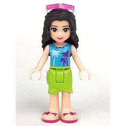 Friends Emma - Lime Wrap Skirt, Medium Azure Top with Palm Tree Pattern, Trans-Dark Pink Sunglasses – ПРИЯТЕЛИ