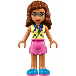Friends Olivia (Nougat) - Bright Light Yellow Vest over Dark Azure Shirt and Dark Pink Tie, Dark Pink Shorts – ПРИЯТЕЛИ