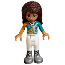 Friends Andrea - White Trousers, Bright Light Orange and Dark Turquoise Racing Jacket – ПРИЯТЕЛИ