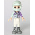 Friends Emma - White Trousers, Light Aqua and Medium Lavender Racing Jacket, Light Aqua Racing Helmet with Black Ponytail – ПРИЯТЕЛИ