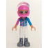 Friends Olivia (Nougat) - White Trousers, Dark Pink and Dark Azure Racing Jacket, Dark Pink Racing Helmet with Reddish Brown Ponytail – ПРИЯТЕЛИ