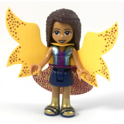 Friends Andrea - Metallic Light Blue Vest over Magenta Top, Dark Blue Skirt, Garish Butterfly Cape and Magenta Skirt, Gold Boots with Dark Blue Trim – ПРИЯТЕЛИ