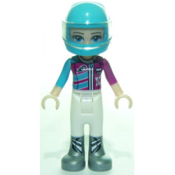 Friends Stephanie - White Trousers, Medium Azure and Magenta Racing Jacket, Helmet – ПРИЯТЕЛИ