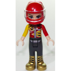 Friends Vicky - Trousers with Gold Boots, Red and Yellow Racing Jacket, Helmet – ПРИЯТЕЛИ