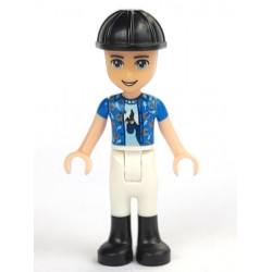 Friends Zack - White Riding Pants, Blue Shirt over Medium Blue T-Shirt, Black Construction Helmet – ПРИЯТЕЛИ