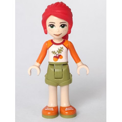 Friends Mia - Olive Green Shorts, White Top with Orange Sleeves and Acorns – ПРИЯТЕЛИ