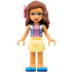 Friends Olivia (Nougat) - Bright Light Yellow Skirt, Dark Pink Top, Blue Jacket, Flower – ПРИЯТЕЛИ