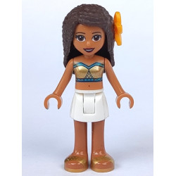 Friends Andrea - White Skirt, Dark Turquoise and Gold Swimsuit Tube Top, Flower – ПРИЯТЕЛИ