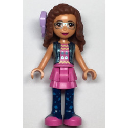 Friends Olivia (Nougat) - Dark Pink Skirt and Dark Blue Leggings, Dark Pink Top, Blue Jacket, Bow – ПРИЯТЕЛИ