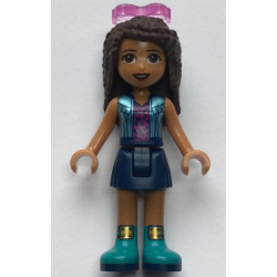 Friends Andrea - Dark Blue Skirt, Metallic Light Blue Vest over Magenta Top, Sunglasses – ПРИЯТЕЛИ