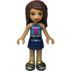Friends Andrea - Dark Turquoise Halter Top with Magenta Stripes and Dots, Dark Blue Skirt, Gold Boots and Belt – ПРИЯТЕЛИ